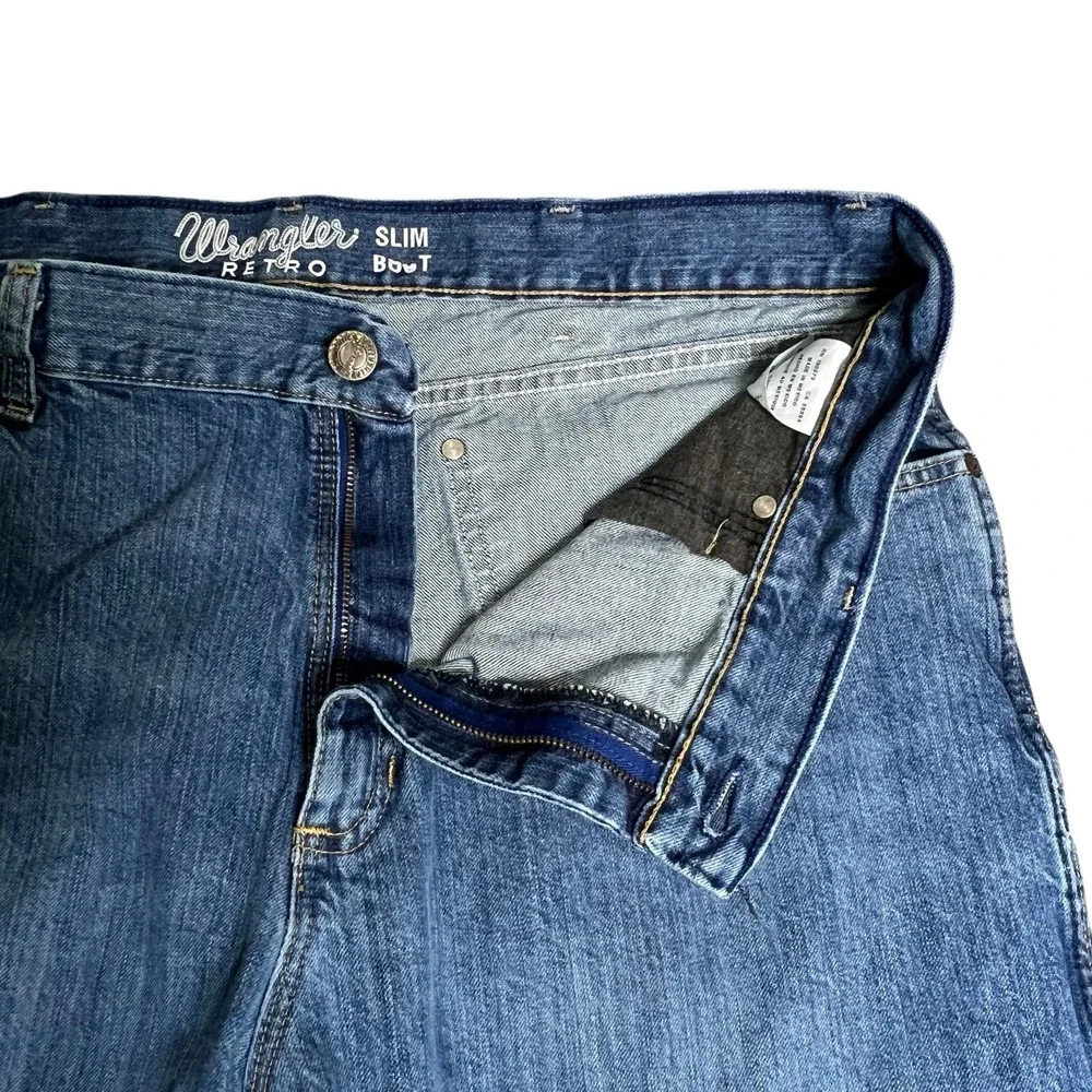 Wrangler Jeans Mens 40 x 32 Retro‎ Slim Boot Med Wash 100% Cotton 77MWZWO
